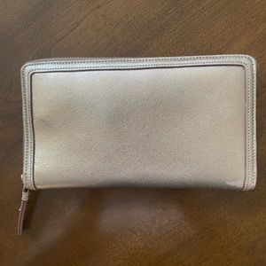 Halogen Rose Gold Zip-Around Continental Wallet